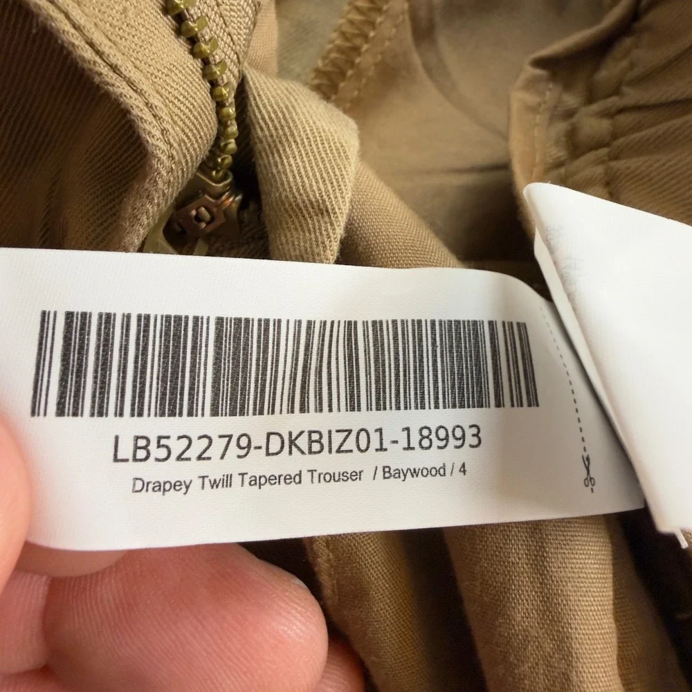 Quince Drapey Twill Tapered Trouser Baywood Tan Brown LB52279-DKBIZ01 Size 4 NWT